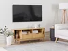 BELIANI TV stolek světlé dřevo dřevěné nohy masiv MDF Náhled obrázku produktu 2