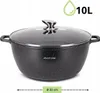 A black speckled pot with a glass lid on a white background. Produktbild-Vorschau