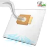 A white vacuum cleaner bag with a cardboard attachment and airflow graphics. Produktbild-Vorschau