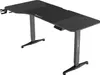 A black adjustable height desk with a carbon fiber texture on a white background. Produktbild-Vorschau