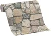 A roll of wallpaper with a stone wall pattern. Produktbild-Vorschau