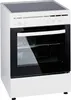 A white freestanding electric stove with a glass ceramic hob and an oven with a glass door. Produktbild-Vorschau