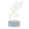 A 3D wireframe lamp shaped like a teddy bear holding a heart-shaped balloon, sitting on a cylindrical base. Produktbild-Vorschau
