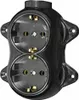 Aufputz Vintage 2-fach Schuko Steckdose Lichtschalter Rund Produktbild-Vorschau 2