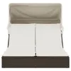 vidaXL Bain de soleil double avec toit et coussins Marron Voir les images du produit 3