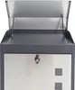 A close-up view of a black and silver mailbox with its lid open. Produktbild-Vorschau