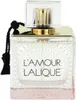 A clear, front-facing studio shot of a Lalique L'Amour eau de Parfum bottle. Voir les images du produit