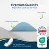 A close-up view of a white mattress protector with a blue underside, highlighting its features. Podgląd zdjęcia produktu