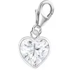 Herz Charm Anhänger mit einem funkelnden weißen Kristall I Echtschmuck Produktbild-Vorschau