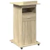 A product shot of a wooden podium with wheels and a drawer. Náhled obrázku produktu