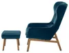 home24 Ohrensessel - inkl. Hocker - Samt - Marineblau Produktbild-Vorschau 9