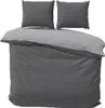 Bettwäsche 240x220 cm Baumwolle Anthrazit Grau gestreift Produktbild-Vorschau 1