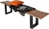 A wooden bench with a pillow and a fur throw. Produktbild-Vorschau