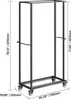 A gray metal chair cart with wheels, shown from a slightly angled front view, with dimensions indicated by text overlays. Voir les images du produit