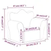 A line drawing of a child's sofa with measurement labels. Voir les images du produit