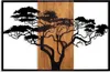 A black silhouette of an acacia tree is mounted on a wooden panel, with the tree extending onto a white background. Anteprima dell’immagine prodotto