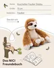 A plush sloth toy is shown with descriptive text and illustrations. Produktbild-Vorschau