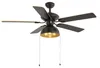 DeckenventilaTor Schwarz mit Beige 130cm mit Zugkordel Produktbild-Vorschau 1