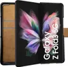 A book-style phone case for a Samsung Galaxy Z Fold 3 is shown open, displaying the phone screen with a colorful floral image and text. Podgląd zdjęcia produktu