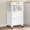A white kitchen cart with a wooden top is shown in a room setting. Anteprima dell’immagine prodotto