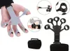 A collage of images showing finger and hand exercisers, including one being worn on a hand and close-ups of the product's design and components. Náhled obrázku produktu