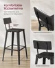 A collage of images showcasing a black bar stool with a backrest, highlighting its features and construction. Produktbild-Vorschau