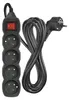 Prodlužovací kabel 5 m / 4 zásuvky / s vypínačem / černý / PVC / 1 mm2 Produktbild-Vorschau