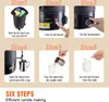 A collage of six images demonstrating the steps for making candles with a VEVOR wax melter. Podgląd zdjęcia produktu