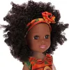 14 Zoll schwarze Puppe mit Haarband süßes Kleid Afro Hair Produktbild-Vorschau 4
