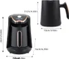 A product image showing a coffee maker and a coffee pot with dimensions indicated by measurement lines and text. Podgląd zdjęcia produktu