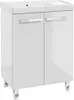 A white freestanding bathroom cabinet with a sink and drainboard. Náhled obrázku produktu