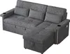 A gray L-shaped sectional sofa with storage compartments and cup holders. Produktbild-Vorschau