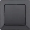 A close-up, front-facing view of a dark gray light switch with a square frame. Produktbild-Vorschau