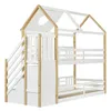 A bunk bed with stairs and storage, shown from a side angle against a white background. Podgląd zdjęcia produktu