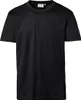 A plain black t-shirt is shown against a white background. Produktbild-Vorschau
