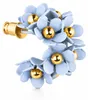LUISIA® Halb Creolen Ohrstecker "Mia" mit Blüten | Hellblau Produktbild-Vorschau 6
