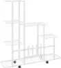 vidaXL Stojan na květiny na kolečkách 94,5x25x92,5 cm Bílý Náhled obrázku produktu 5