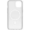 A clear, transparent phone case with a MagSafe ring is shown against a white background. Voir les images du produit