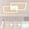 A modern LED ceiling light with a remote control is shown in a room setting, with multiple smaller images demonstrating different light settings. Podgląd zdjęcia produktu