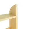Close-up of a wooden shelf with a wall mounting bracket. Voir les images du produit