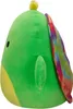 A side profile of a green plush toy turtle with a tie-dye shell and a yellow pom-pom on its head. Anteprima dell’immagine prodotto