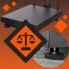 A close-up of a digital scale platform with a graphic overlay of a balance scale symbol. Voir les images du produit