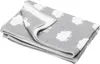 A folded gray blanket with a white sheep pattern is shown against a white background. Produktbild-Vorschau
