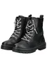 A pair of black lace-up boots on a white background. Voir les images du produit