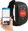 A hand holds a smartphone displaying the AnyTracking app next to a black SOS emergency wristband. Náhľad obrázku produktu