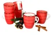 6er Set Chrissi Kaffeebecher Rot 300ml mit Henkel Produktbild-Vorschau 4
