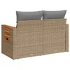vidaXL Gartensofa mit Kissen 2-Sitzer Beige Poly Rattan Produktbild-Vorschau 6