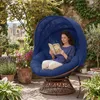 COMHOMA Fotel Papasan, przytulny fotel obrotowy z okrągłą Podgląd zdjęcia produktu 6