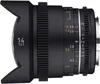 A close-up side view of a black camera lens. Produktbild-Vorschau