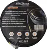 A coiled pneumatic hose on a black background with product information and icons. Produktbild-Vorschau